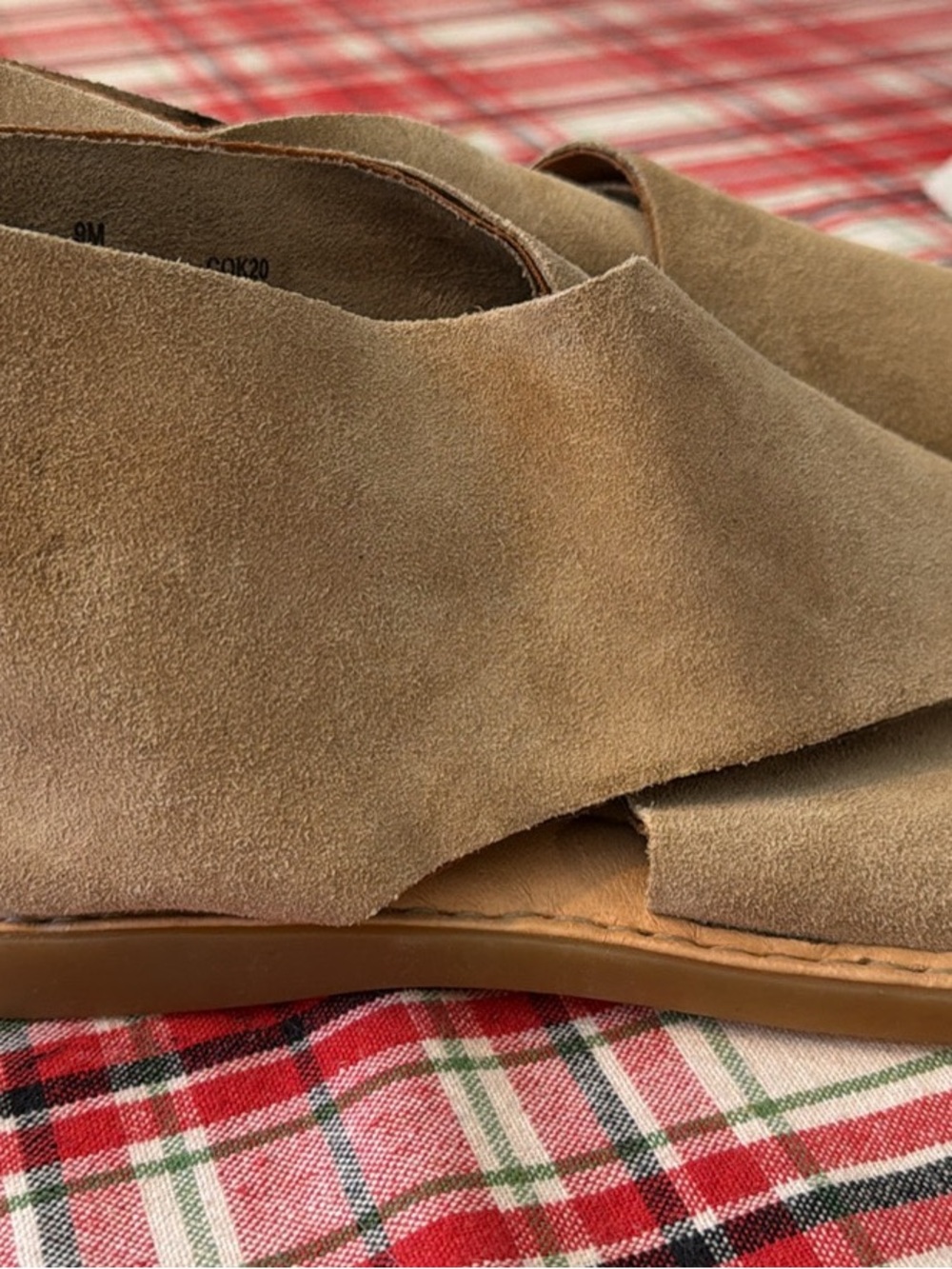 Born IWA Women's Taupe Suede Crossover Sandals - Picture 2 of 7